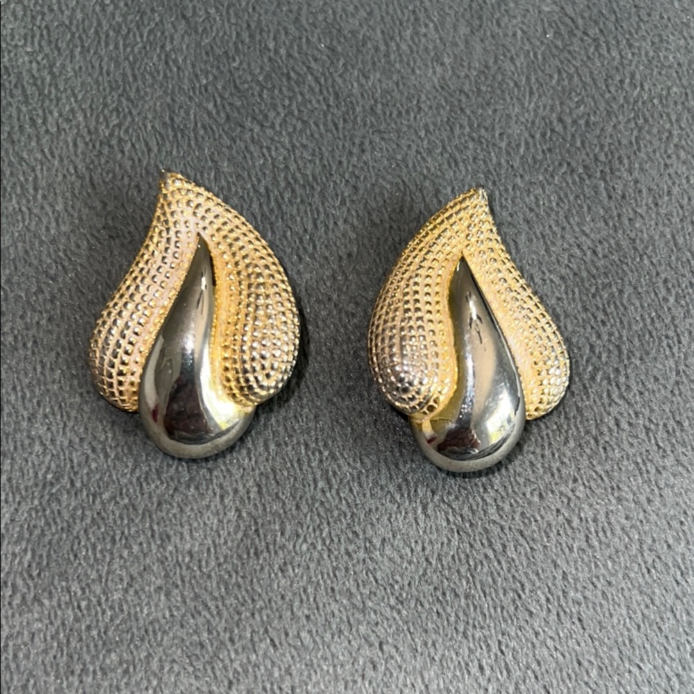 Vintage Clip-on Two Tone Earrings